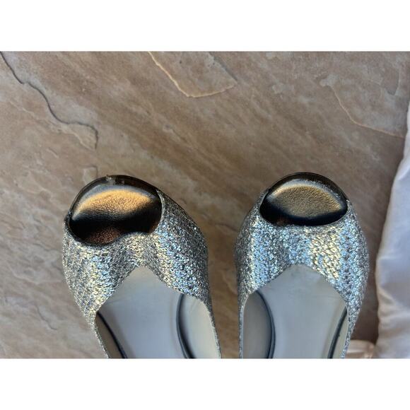 Jimmy Choo ISABEL Champagne Glitter Open Toe Pump Shoes EU Size 40 US 9.5 10 LH - Picture 3 of 5